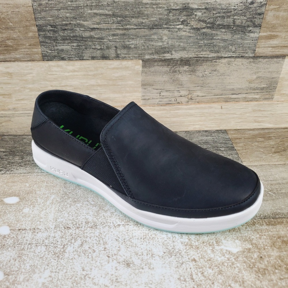 KURU Roam Atla Womens Shoes Sz 10 M Jet Black Leather Classic Slip-On Sneakers